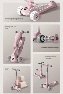 Trottinette Enfant <span class=keywords><strong>Pro</strong></span> Flash Deck Side <span class=keywords><strong>Baby</strong></span> d'extérieur, Nouvelle, avec 3 Roues Lumineuses en PU et Guidon Réglable, Jouet à Roulettes pour Enfants - Product Image 5