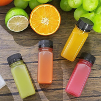 Bouteilles vides personnalisables avec logo pour shots bien-être 60 ml – Idéales pour jus, sauces et lait – Mini contenants carrés 60 ml pour booster l'immunité