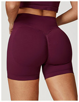 Shorts de sport pour femme, été, vente en gros, unis, sans couture, taille haute élastique, pour la gym, le cyclisme, la course, l'entraînement, effet push-up, compression, yoga