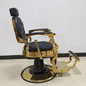 Sillón de Barbería Profesional de Cuero Negro y Blanco de Primera Calidad, Resistente, Hidráulico, Reclinable, de Lujo, Estilo Vintage para Hombres - Product Image 4