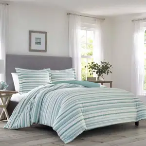 Hete Verkopende Hoge Kwaliteit Blauw En Wit Gestreepte Quilts Set, Middelgroot Tweepersoonsbed, Blauw