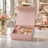 Boîte cadeau magnétique pliable rose poudré, emballage plat pour expédition, fermeture à rabat magnétique, emballage cosmétique pliable, taille personnalisée