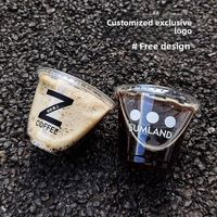 Gobelets en plastique imprimés avec logo personnalisé, gobelets jetables pour café glacé, gobelets froids en polypropylène PET, faible quantité minimale de commande avec couvercle et paille