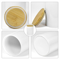 Pot à bougie en céramique blanc personnalisable de 11 oz et 15 oz avec couvercle en bambou pour mariages, cadeaux de Noël, sublimation vierge