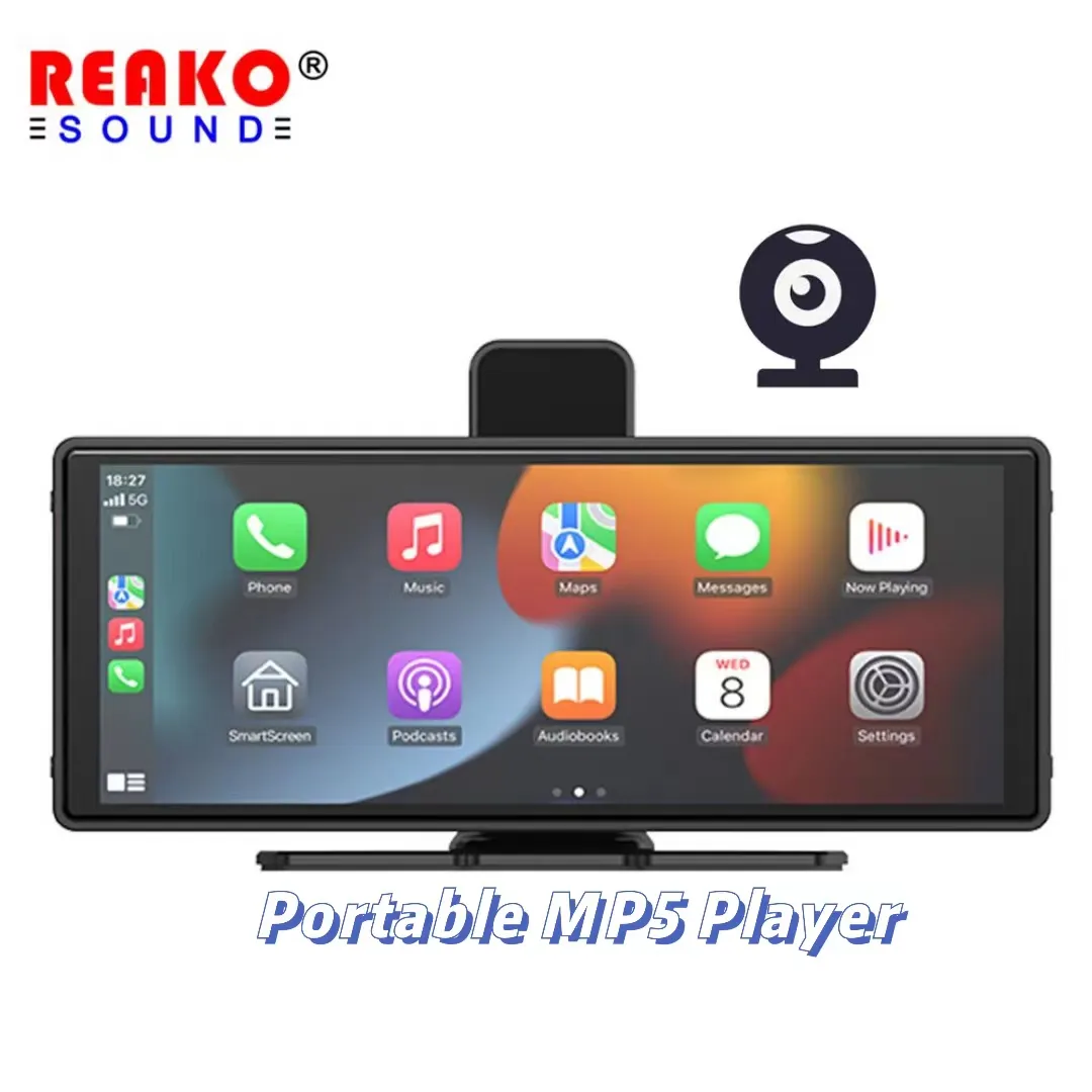 Nieuwe Draagbare Carplay Mp5 Speler Reako Geluid 10.26 Inch Auto Mp5 Dvr Record Android Auto Bt Autoradio