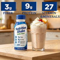 Shake nutritionnel de remplacement de repas de haute qualité, saveur vanille, prêt à boire avec 9 g de protéines, 27 vitamines et minéraux