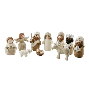 थोक रचनात्मक राल पीवीसी क्रिसमस यीशु जन्म चरनी सूट समूह मूर्तियों कार्रवाई चरित्र सजावट