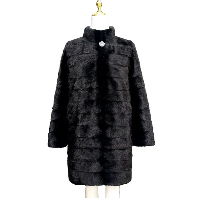 Cappotto caldo invernale in stile di lusso cappotto lungo in vera pelliccia di visone naturale genuino da donna
