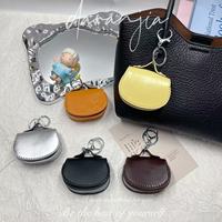Porte-monnaie mini mignon avec porte-clés perle, petite boîte à écouteurs, pochette portefeuille portable en cuir PU à accrocher au poignet