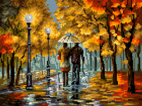 Kit de Peinture Diamant 5D Automne Couple Sous Parapluie, Perles Carrées, Bricolage Artistique, Décoration Maison, Cadeau pour Femmes, Adolescentes et Filles