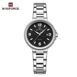 นาฬิกา NAVIFORCE รุ่น 5077 นาฬิกาควอตซ์เรืองแสง สายสแตนเลสสตีล นาฬิกาควอตซ์คลาสสิก แสดงวันที่และปฏิทิน นาฬิกาข้อมือลำลองสำหรับสุภาพสตรี - Product Image 3