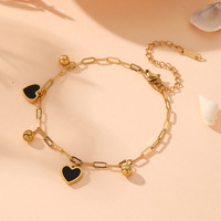 Bracelet unisexe Jiachen en alliage de zinc plaqué or 18 carats avec pierre naturelle taille cœur et sertissage griffe, idéal pour mariage et fiançailles