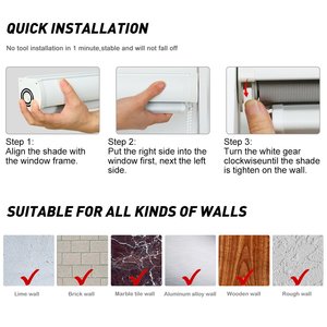 Không Cần Khoan Có Dây Zebra Shades Với Dual Layer Roller Shades Kích Thước Tùy Chỉnh Không Có Công Cụ Cài Đặt Rèm Cửa Sổ - Product Image 5