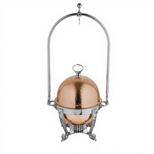 Réchaud rond en cuivre martelé Elegance Design avec support-Chauffe-plats idéal pour les hôtels et la restauration - Product Image 1