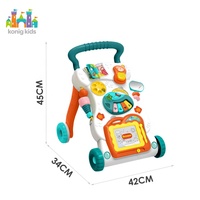 Mainan Aktivitas Bayi Grosir Pabrik Konig Kids, Walker Plastik dengan Papan Gambar Magnetik, Walker Lipat Musik