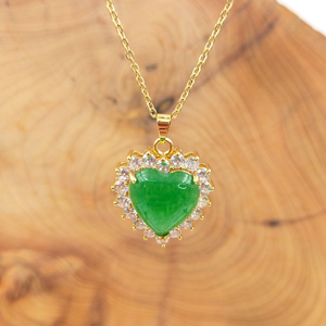 Collar Romántico con Colgante <span class=keywords><strong>de</strong></span> <span class=keywords><strong>Jade</strong></span> <span class=keywords><strong>Verde</strong></span> en Forma <span class=keywords><strong>de</strong></span> Corazón, Chapado en Oro <span class=keywords><strong>de</strong></span> 18K, con Incrustaciones <span class=keywords><strong>de</strong></span> Piedras Preciosas Naturales, para Regalo <span class=keywords><strong>de</strong></span> Aniversario - Product Image 2