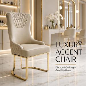 Juego de Sillas de Salón Acolchadas de Lujo, Silla de Estudio de Belleza de Cuero PU, Asiento Giratorio para Clientes con Base de Metal - Product Image 2