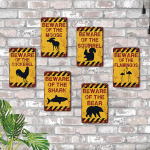 Letrero Metálico Divertido con la Frase 'Cuidado con los Animales', Alce, Ardilla, Flamenco, Arte de Pared Humorístico para Jardín, Patio, Sala de Juegos, Bar, Decoración, Regalo - Product Image 3