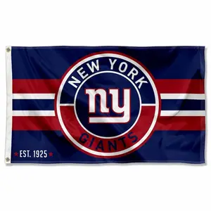 Großhandelsaktion individuelle 3 * 5 Fuß 100 % Polyester NFL-Teams doppelseitige, widerstandsfähige New York Giants-Flagge