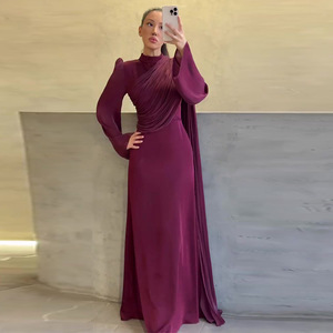 S0637Y 2026 Nuovo Abito da Sera da Donna in Stile Europeo e Americano, <span class=keywords><strong>Bianco</strong></span>, a <span class=keywords><strong>Maniche</strong></span> <span class=keywords><strong>Lunghe</strong></span>, con Collo Alto, Plissettato e Irregolare, Vestibilità Slim - Product Image 5