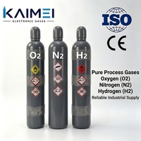 Cilindro de Gas de Acero 5N/6N para Oxígeno, Nitrógeno e Hidrógeno, 99.999% de Pureza, 40L/47L, 150 Bar, con Válvulas CGA540/CAG580/CAG350