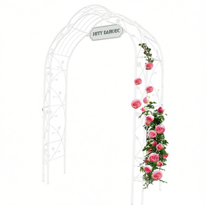 Arco da Giardino in Metallo Hity Daroec Bianco, Gazebo per Matrimoni all'Aperto, Supporto per Piante Rampicanti, Rettangolare Autoportante Verniciato - Product Image 1