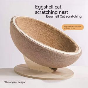 Tiragraffi per Gatti Grande a Forma di Uovo e Albero per Gatti Moderno a 4 Livelli in Materiale Sisal Ecologico con Imballaggio in Cartone e Pallina Tiragraffi - Product Image 6