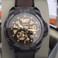 Montres mécaniques automatiques squelette de haute qualité pour hommes, cadran sport ajouré, étanches, bracelet en cuir FS, Montre Homme