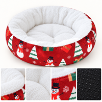 Lit pour chien moderne et confortable en peluche, design donut, pour l'hiver et Noël, avec rebord en forme de grotte, écologique, durable, en velours lavable, base antidérapante, direct usine