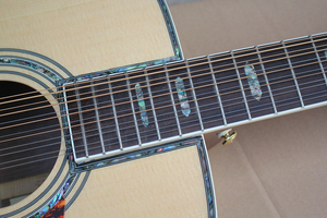 Flyoung Natural Wood Color 41 Inch Acoustic Guitar D45 Model Top Solid Classical Guitar 12 Strings - Product Image 3