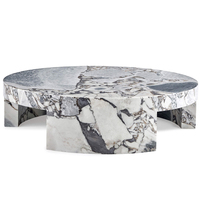 Table basse moderne minimaliste de luxe italienne en marbre durable, garantie 1 an, matériau en pierre naturelle de designer créatif pour salon