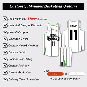 Gestreepte op maat gemaakte basketbaluniformen voor jongens, ademend mesh, contrastgroen bedrukt jersey, shorts, zomer, plus size - Product Image 3