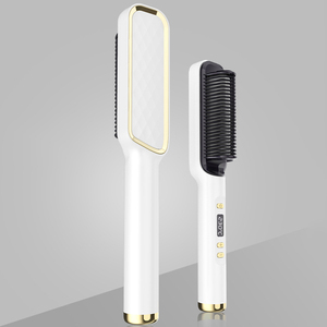 Peigne lisseur 2 en 1 à température LED PTC chaleur chaude <span class=keywords><strong>brosse</strong></span> lisse 2 en 1 peigne lisseur fer à friser - Product Image 5