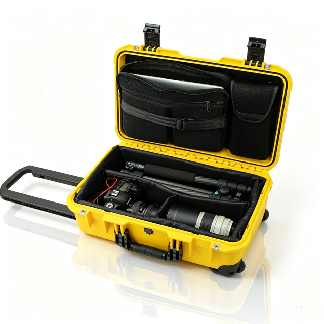 Factory Direct Sales Wheeled Hard Plastic Case with Foam for Electronics, Equipment, Cameras, Tools, Drones
