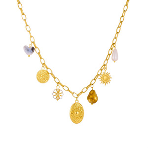 European American Style Retro Gold Plated Oval Sunflower Pendant Stainless Steel Chain Necklace Gift Jewelry - Product Image 5