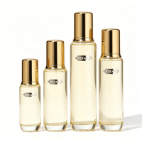 Ensemble de flacons en verre transparent pour cosmétiques avec bouchon doré poli, logo personnalisé pour marque, étiquette privée