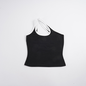 เสื้อกล้ามคัตเอาท์ไหล่เดียวสไตล์ Y2K สำหรับผู้หญิง สีสันตัดกัน แนวสปอร์ต ชุดโยคะ ชุดออกกำลังกาย เซ็กซี่ สตรีทแวร์ โลโก้ด้านหน้า - Product Image 2