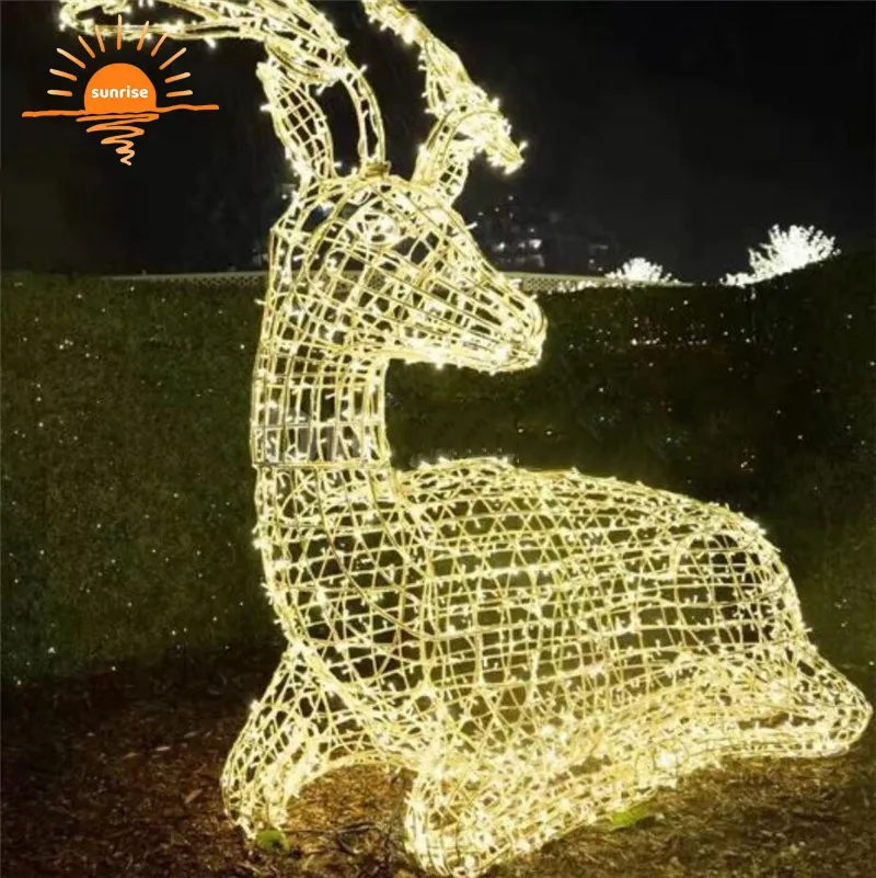 Christmas outdoor family gathering animal Led lighting 3d deer theme reindeer night light Christmas decoration