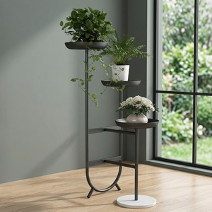 AK Laiton Noir Décoratif Moderne Trois Pot Jardinière Plante Stand Décoratif Trois Étagères Rack Intérieur Salon Trois Niveaux - Product Image 2