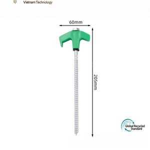 Piquets de tente avec poignées en plastique orange, clous de sol en spirale en acier inoxydable pour le camping en plein air, utilisables en toutes saisons - Product Image 6
