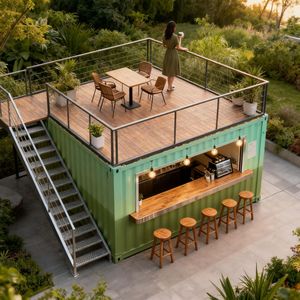 Nouveauté 2026 : Bar à café portable en conteneur de 3 m avec structure en acier et terrasse sur le toit – Mini-stand pop-up pour centres commerciaux et parcs (utilisation extérieure) - Product Image 1