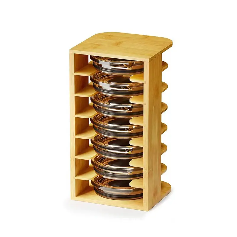 OWNSWING Bamboo Kitchen Cabinet Storage Space Saving Tumbler Lid Organizer Water Bottle Lid Organizer for Cupboard