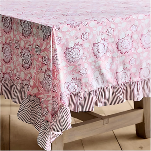 <span class=keywords><strong>Tovaglia</strong></span> in <span class=keywords><strong>Cotone</strong></span> 100% con Design Personalizzato, 60 Pollici, Motivo a Righe e Fiori, Colore <span class=keywords><strong>Rosa</strong></span> - Product Image 3