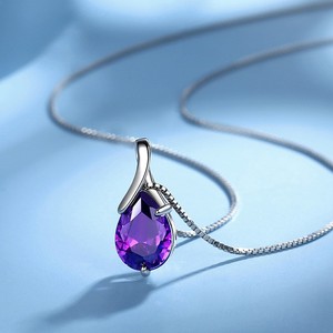 Collana con Ciondolo a Goccia in Cristallo Viola per Donne, Gioielli alla Moda con Catena - Product Image 5