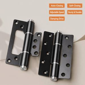 Charnière de porte hydraulique robuste de 5 pouces à fermeture douce en alliage d'aluminium avec axe de 20 mm, noir mat, amortisseur silencieux pour porte de hôtel lourde - Product Image 6