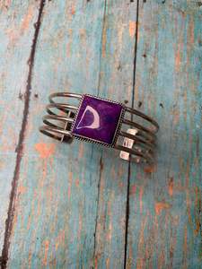 HANDCRAFTED PURPLE KINGMAN TURQUOISE & <b>STERLING</b> <b>SILVER</b> <b>CUFF</b> Adjustable - Product Image 4
