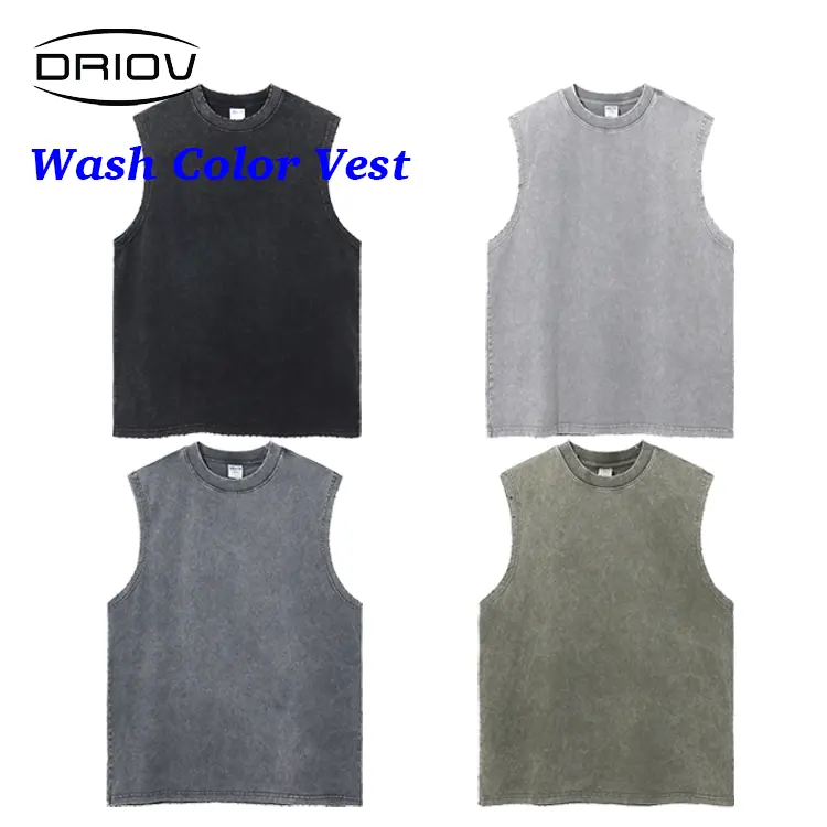 Streetwear surdimensionné unisexe Gym débardeur personnalisé coupé sans manches T-shirt impression Muscle chemise lavage à l'acide graphique hommes gilet