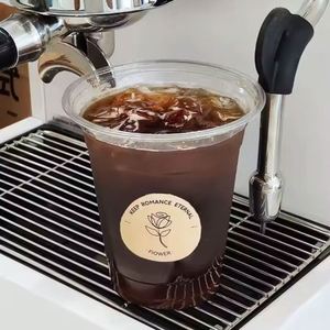 Gobelets en plastique PET personnalisés avec logo, 98 mm, 500 ml, avec couvercles transparents écologiques pour boissons froides, café, milkshake, boba, bubble tea - Product Image 3