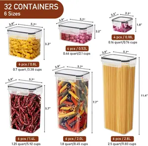 32-Piece CLASSIC Square Plastic Airtight Food Storage Containers <b>Set</b> 2 Quart Multifunction <b>Canister</b> Black Made of PP - Product Image 4