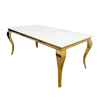 Table à manger rectangulaire moderne de haute qualité, structure en acier inoxydable, plateau noir, mobilier d'extérieur pour banquet de mariage